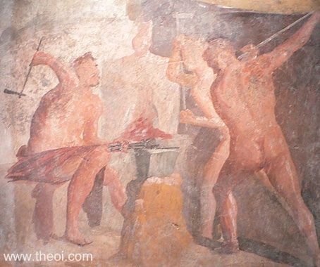 Hephaestus-Vulcan & Cyclopes | Greco-Roman fresco